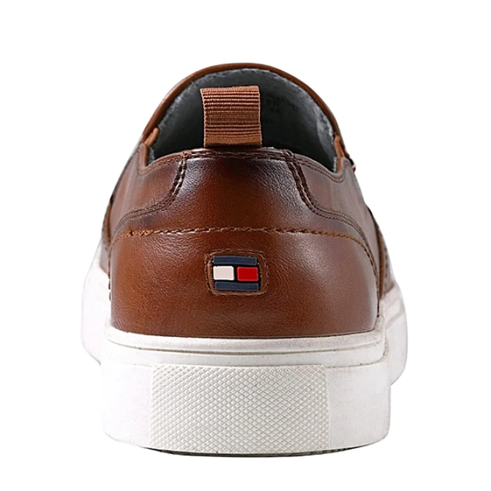 New w/Box Tommy Hilfiger Kozal Vegan Leather Burnished Med Brown Slip-On Loafers